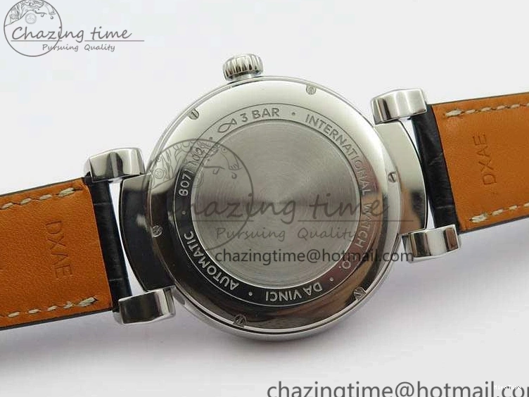 MIROTIME 0201 Da Vinci IW356601 SS TW 1:1 Best Edition Blue Dial On Black Leather Strap A Durable 7239